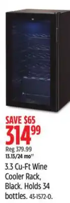 Canadian Tire Master Chef 3.3 Cu-Ft Wine Cooler Rack, Black offer