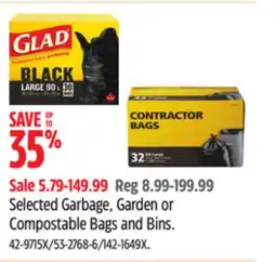Canadian Tire Selected Garbage, Garden or Compostable Bags and Bins offer