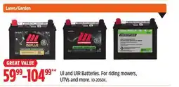 Canadian Tire Motomaster U1 and U1R Batteries. For riding mowers, UTVs and more offer