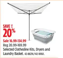 Canadian Tire Selected Clothesline Kits, Dryers and Laundry Basket offer