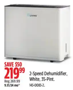Canadian Tire For Living 2-Speed Dehumidifier, White, 35-Pint offer