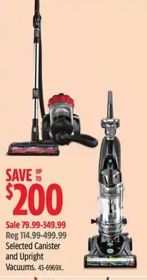 Canadian Tire BISSELL Selected Canister and Upright Vacuums offer
