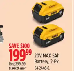 Canadian Tire Dewalt 20V MAX 5Ah Battery, 2-Pk offer
