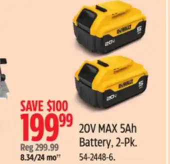 Canadian Tire Dewalt 20V MAX 5Ah Battery, 2-Pk offer