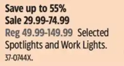 Canadian Tire Motomaster Selected Spotlights and Work Lights offer
