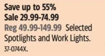 Canadian Tire Motomaster Selected Spotlights and Work Lights offer