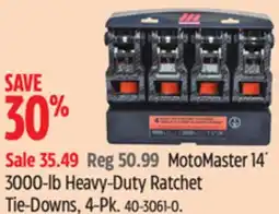 Canadian Tire MotoMaster 14´ 3000-lb Heavy-Duty Ratchet Tie-Downs, 4-Pk offer