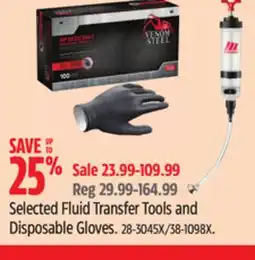 Canadian Tire Motomaster Selected Fluid Transfer Tools and Disposable Gloves offer