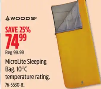 Canadian Tire WOODS MicroLite Sleeping Bag offer