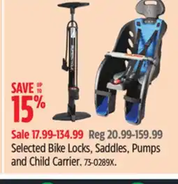 Canadian Tire Supercycle Selected Bike Locks, Saddles, Pumps and Child Carrier offer