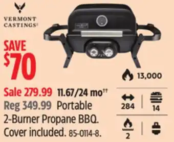 Canadian Tire Vermont Castings Portable 2-Burner Propane BBQ offer