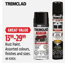 Canadian Tire Tremclad Rust Paint. Assorted colours offer