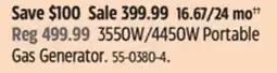 Canadian Tire Certified 3550W/4450W Portable Gas Generator offer