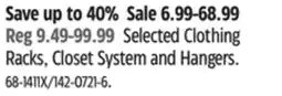 Canadian Tire type-a Selected Clothing Racks, Closet System and Hangers offer