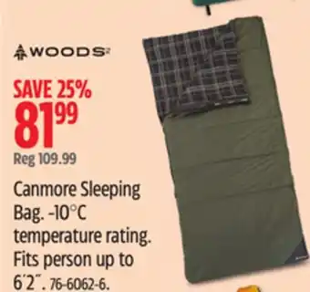 Canadian Tire Woods Canmore Sleeping Bag offer