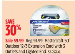 Canadian Tire Outdoor 12/3 Extension Cord with 3 Outlets and Lighted End offer
