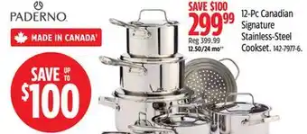 Canadian Tire Paderno 12-Pc Canadian Signature Stainless-Steel Cookset offer