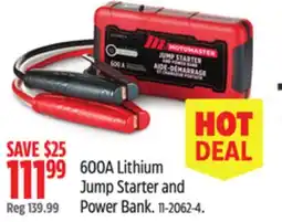 Canadian Tire MOTOMASTER 600A Lithium Jump Starter and Power Bank offer
