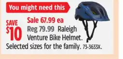 Canadian Tire Raleigh Venture Bike Helmet. Selected sizes for the family offer