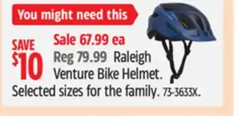 Canadian Tire Raleigh Venture Bike Helmet. Selected sizes for the family offer