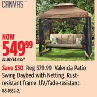 Canadian Tire CANVAS Valencia Patio Swing Daybed with Netting offer