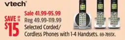 Canadian Tire VTech Selected Corded Phones with 1-4 Handsets offer
