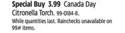 Canadian Tire Canada Day Citronella Torch offer