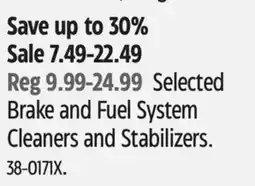 Canadian Tire CRC Selected Brake and Fuel System Cleaners and Stabilizers offer