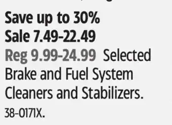 Canadian Tire CRC Selected Brake and Fuel System Cleaners and Stabilizers offer