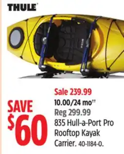 Canadian Tire Thule 835 Hull-a-Port Pro Rooftop Kayak Carrier offer