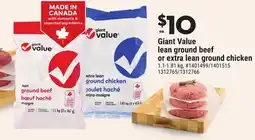 Giant Tiger Giant Value lean ground beef or extra lean ground chicken offer