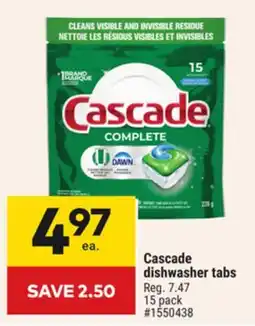 Giant Tiger Cascade dishwasher tabs offer