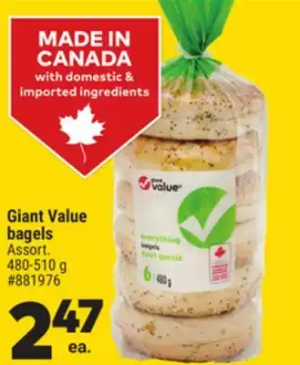 Giant Tiger Giant Value bagels offer