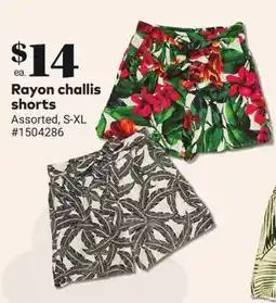 Giant Tiger Rayon challis shorts offer