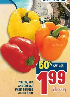 Marché Adonis YELLOW, RED AND ORANGE SWEET PEPPERS offer