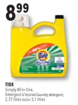 Familiprix TIDE, Simply All in One, Laundry detergent, 2,72 litres or 3,1 litres offer