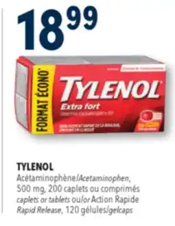 Familiprix TYLENOL Acetaminophen, 500 mg, 200 caplets or tablets or Action Rapid Release, 120 gelcaps offer