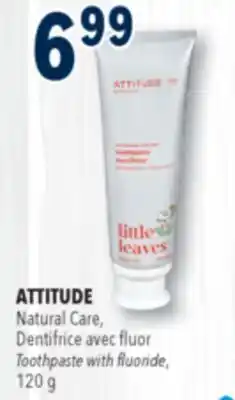 Familiprix ATTITUDE, Natural Care, Toothpaste with fluoride, 120 g offer