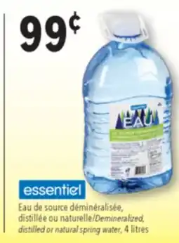 Familiprix Demineralized distilled or natural spring water, 4 litres offer