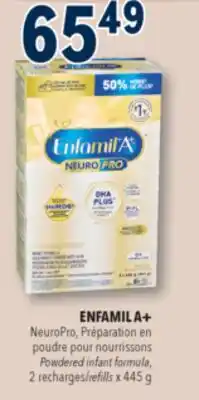 Familiprix ENFAMIL A+, NeuroPro, Powdered infant formula, 2 refills x 445 g offer