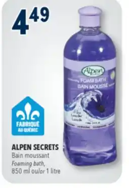 Familiprix ALPEN SECRETS Foaming bath, 850 ml or 1 litre offer