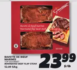 IGA TOP GOURMET MARINATED BEEF FLAP STEAK offer