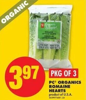 No Frills PC organics romaine hearts offer