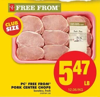No Frills PC free from pork centre chops offer