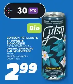 IGA GUTSY KOMBUCHA+ ORGANIC SPARKLING & ALIVE BEVERAGE offer