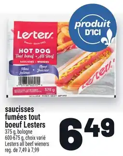 Metro SAUCISSES FUMÉES TOUT BOEUF LESTERS | LESTERS ALL BEEF WIENERS offer
