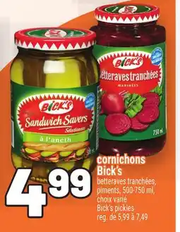 Metro CORNICHONS BICK'S | BICK'S PICKLES offer