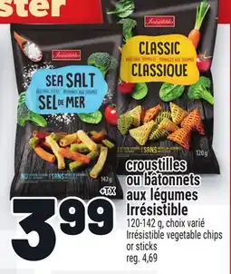 Metro CROUSTILLES OU BÂTONNETS AUX LÉGUMES IRRÉSISTIBLE | IRRÉSISTIBLE VEGETABLE CHIPS OR STICKS offer