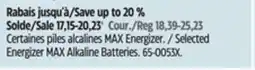 Canadian Tire Selected Energizer MAX Alkaline Batteries offer