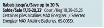 Canadian Tire Selected Energizer MAX Alkaline Batteries offer